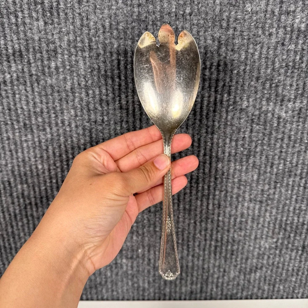 WM A Rogers AA Silver Plate Cold Meat Fork Serving Spork Ornate Vintage 8.5 Inch